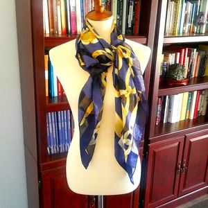 BEAUTIFUL SCARF - BLUE & GOLD OPULENT ACCESSORY